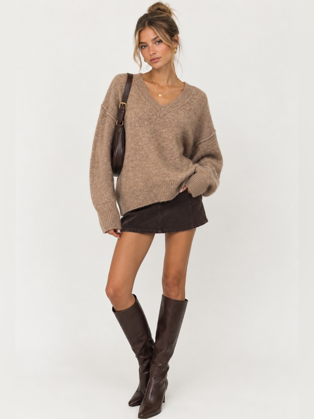 Wilfred Free Krause Alpaca Wool Sweater 2 Brown Oversized V Neck Minimal Fall